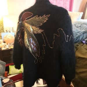 FABULOUS Mohair 80s 90s Embroidered Sweater Coat Cardigan
